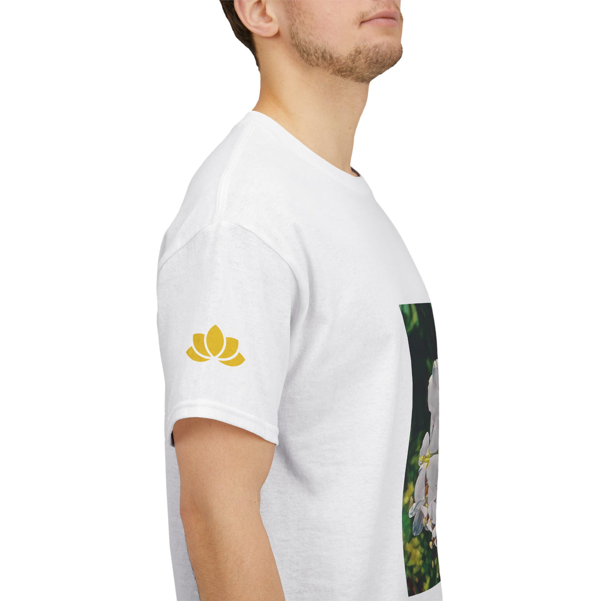 Unisex Heavy Cotton Tee - Poly Art - Flower, White