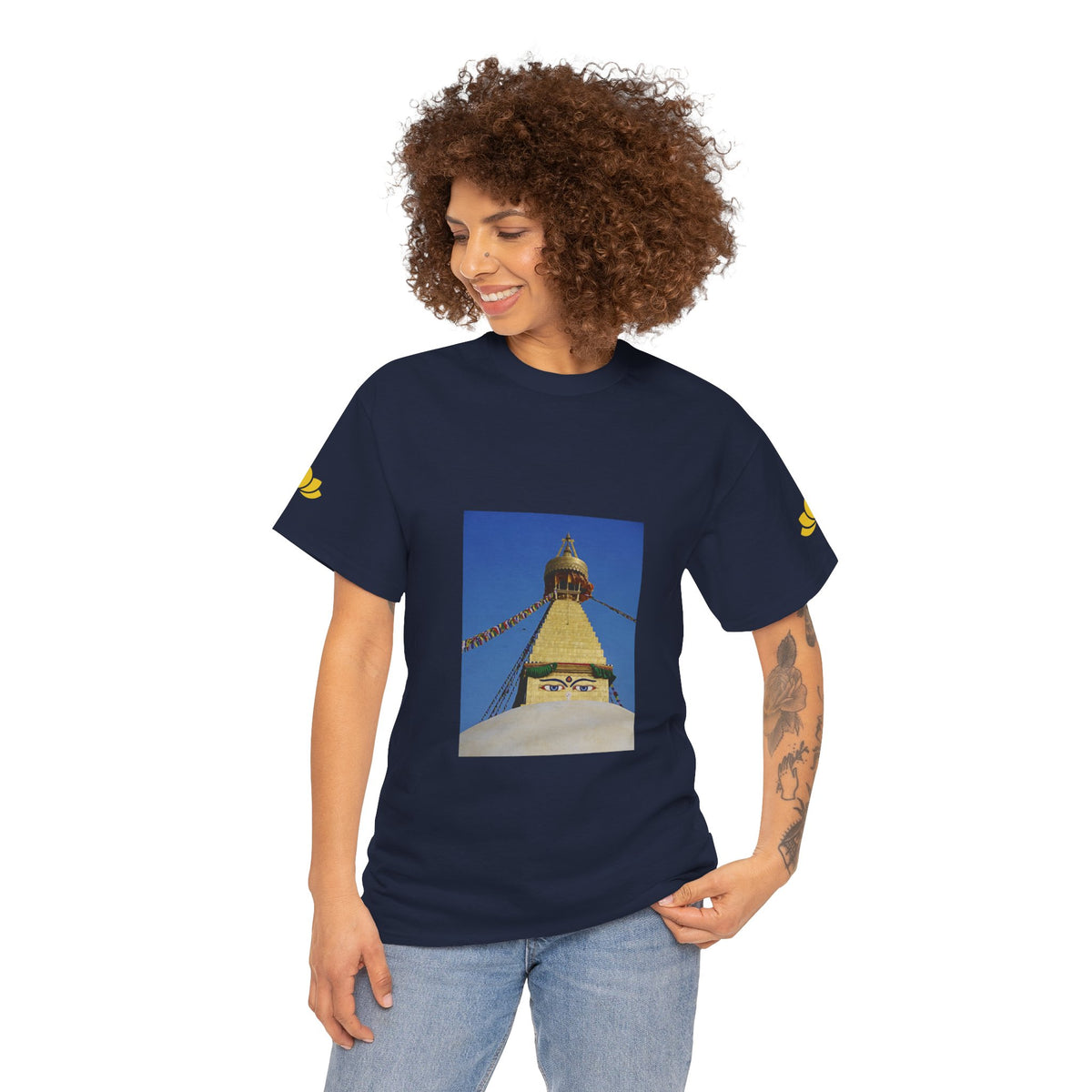Unisex Heavy Cotton Tee - Nepal, Buddha's Eyes (Variant 1)