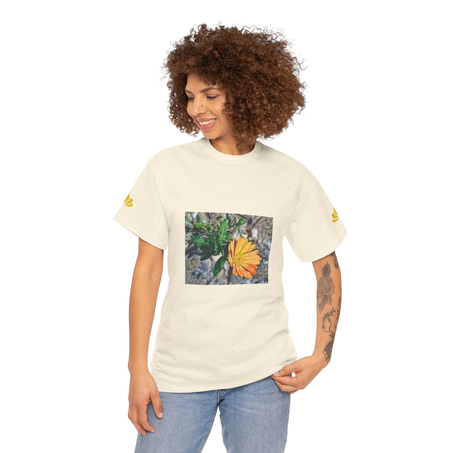 Unisex Heavy Cotton Tee - Poly Art - Flower of Calendula (Variant 2)