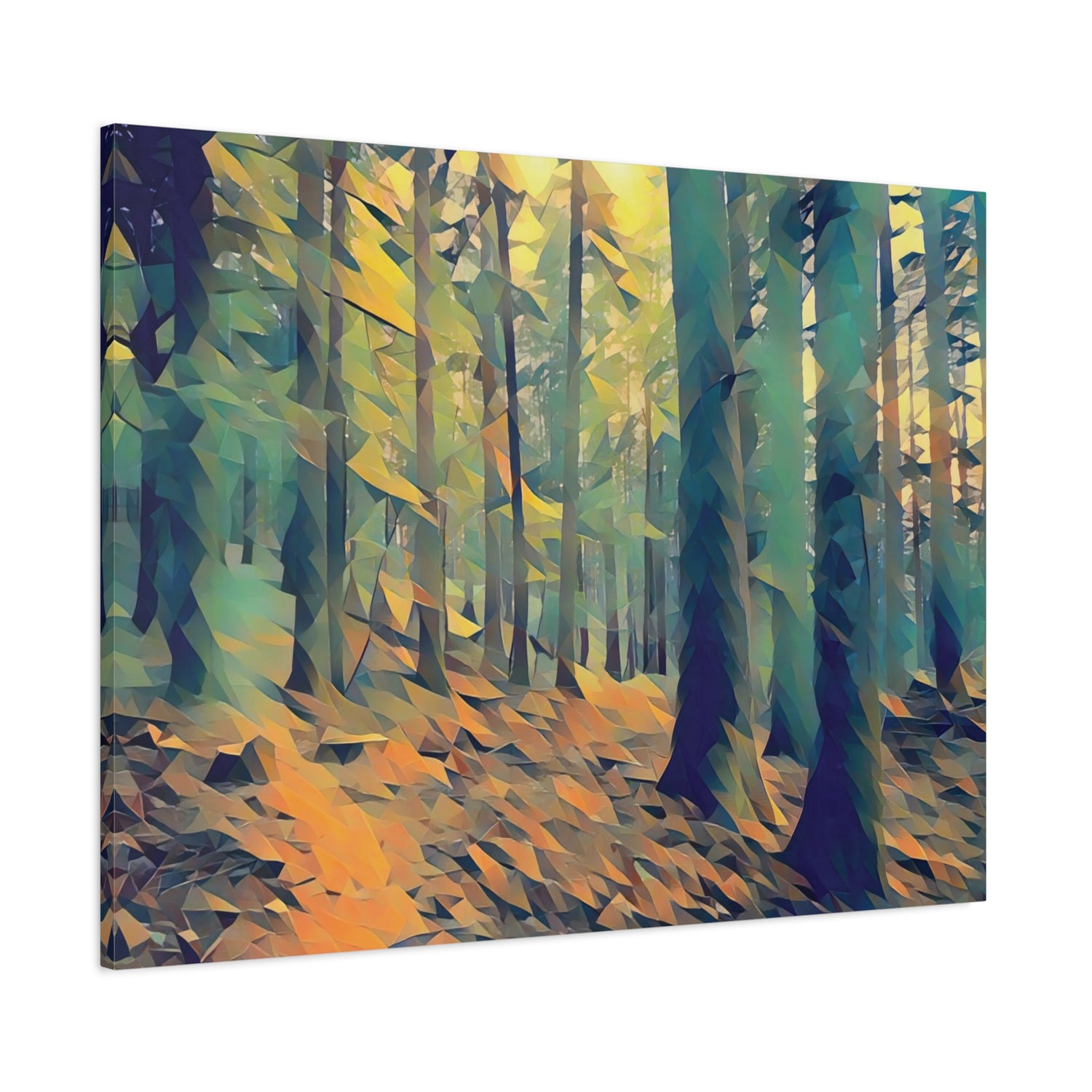 Stretched Matte Canvas - Poly Art - Forest, a Path (Variant 1)