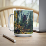 Ceramic White Cup 15oz - Poly Art - Fir Pinecone