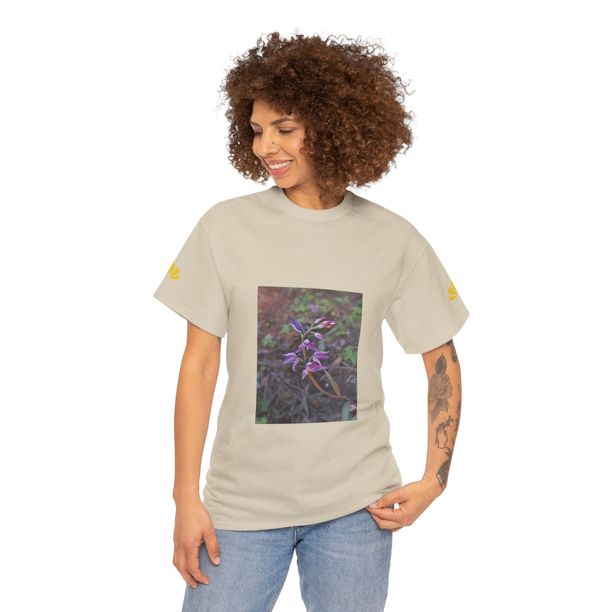 Unisex Heavy Cotton Tee - Poly Art - Flower of Cephalanthera Rubra