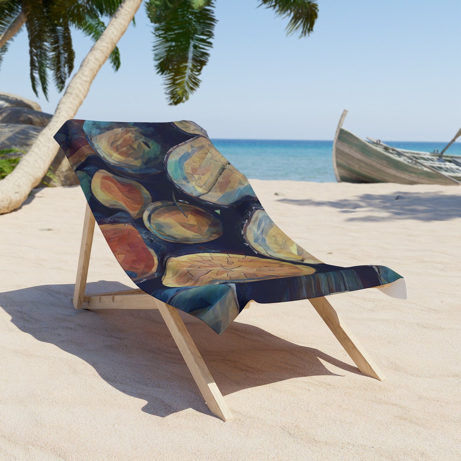 Beach Towel – Poly Art - Wooden Trunks (Variant 3)
