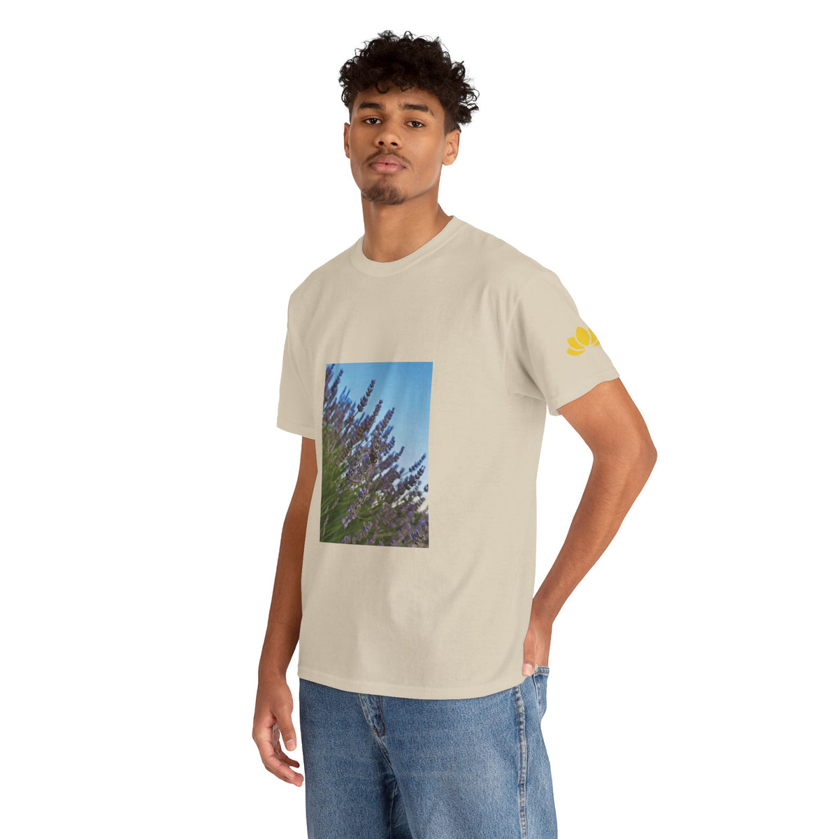 Unisex Heavy Cotton Tee - Flower of Lavender with Bombus