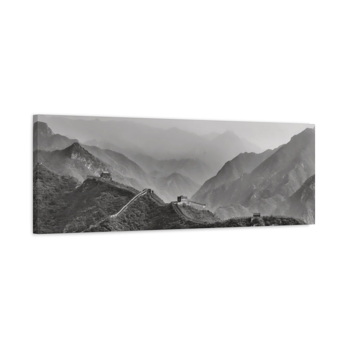 Stretched Matte Canvas - China's Great Wall (B&W variant)