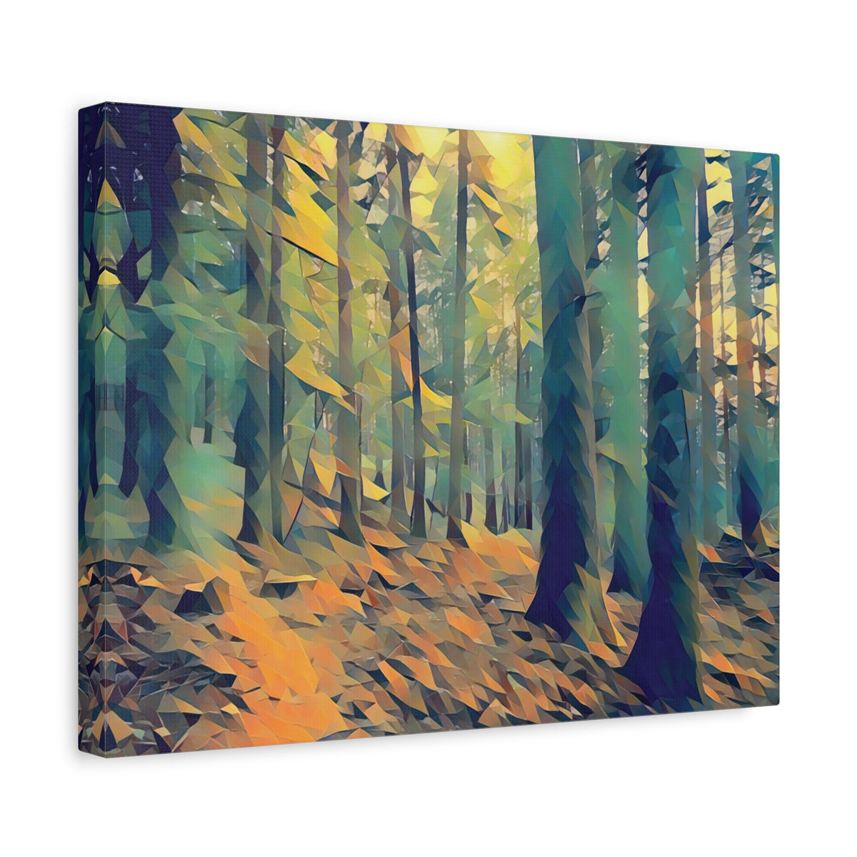 Stretched Matte Canvas - Poly Art - Forest, a Path (Variant 1)
