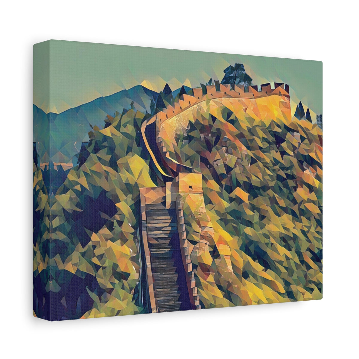 Stretched Matte Canvas - Poly Art - China's Great Wall (Variant 4)