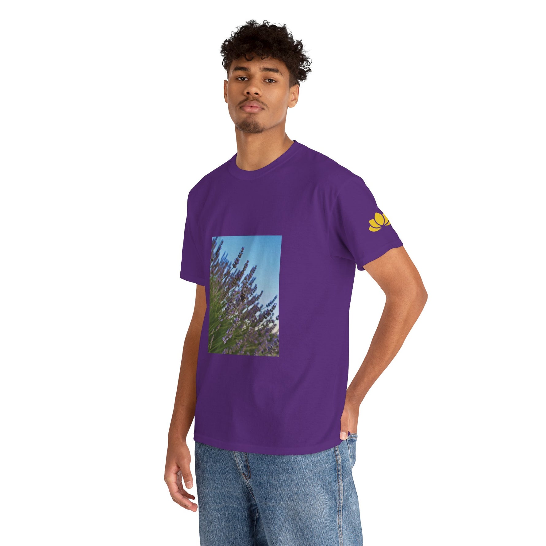 Unisex Heavy Cotton Tee - Flower of Lavender with Bombus