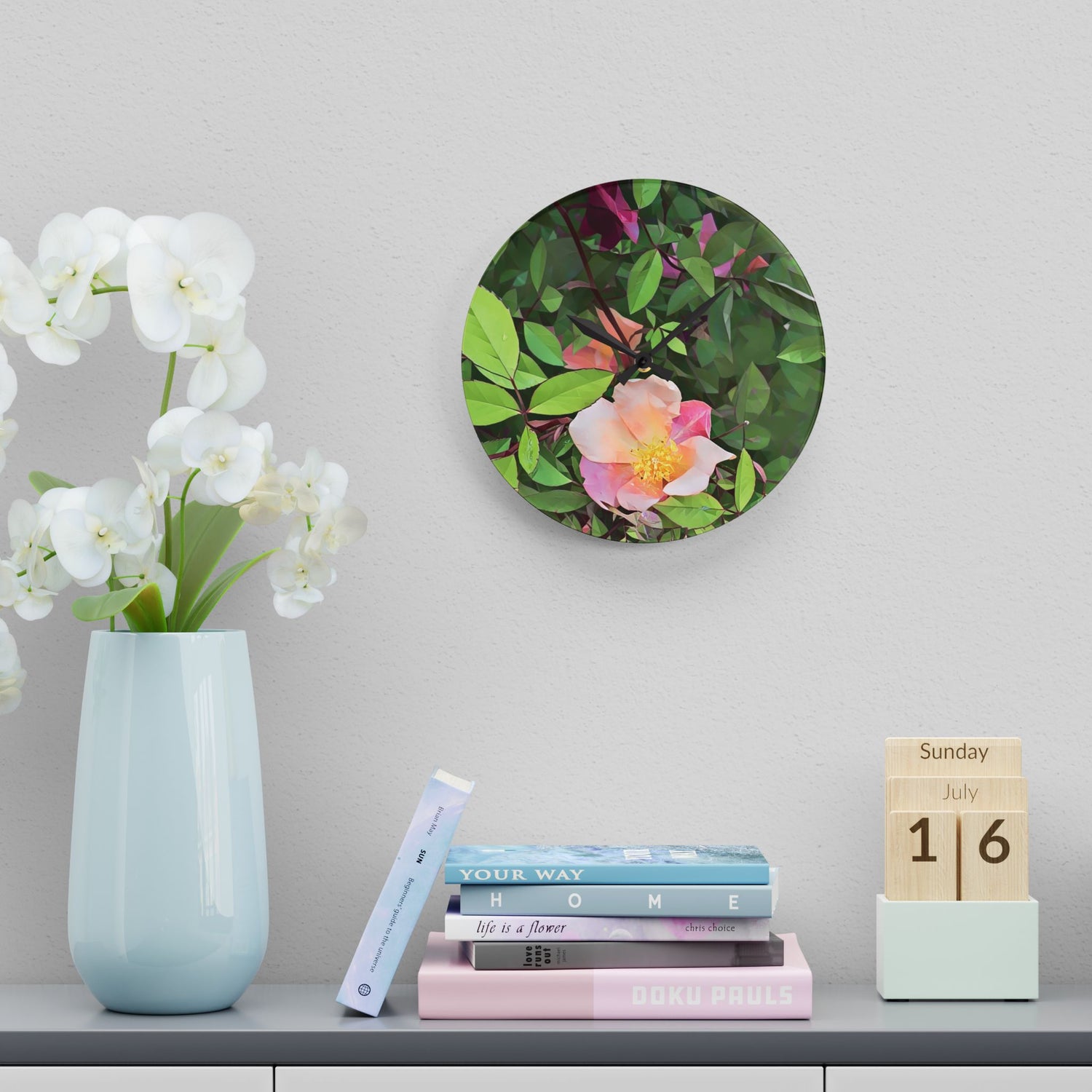Acrylic Wall Clock - Poly Art - Flower of Rose (Variant 1)