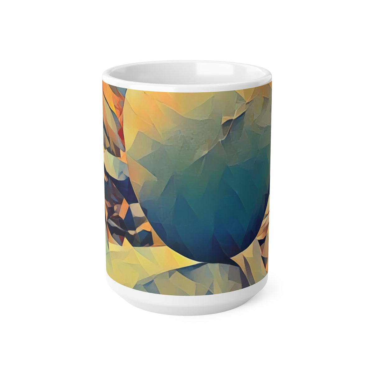 Ceramic White Cup 15oz - Poly Art - Stone Balance