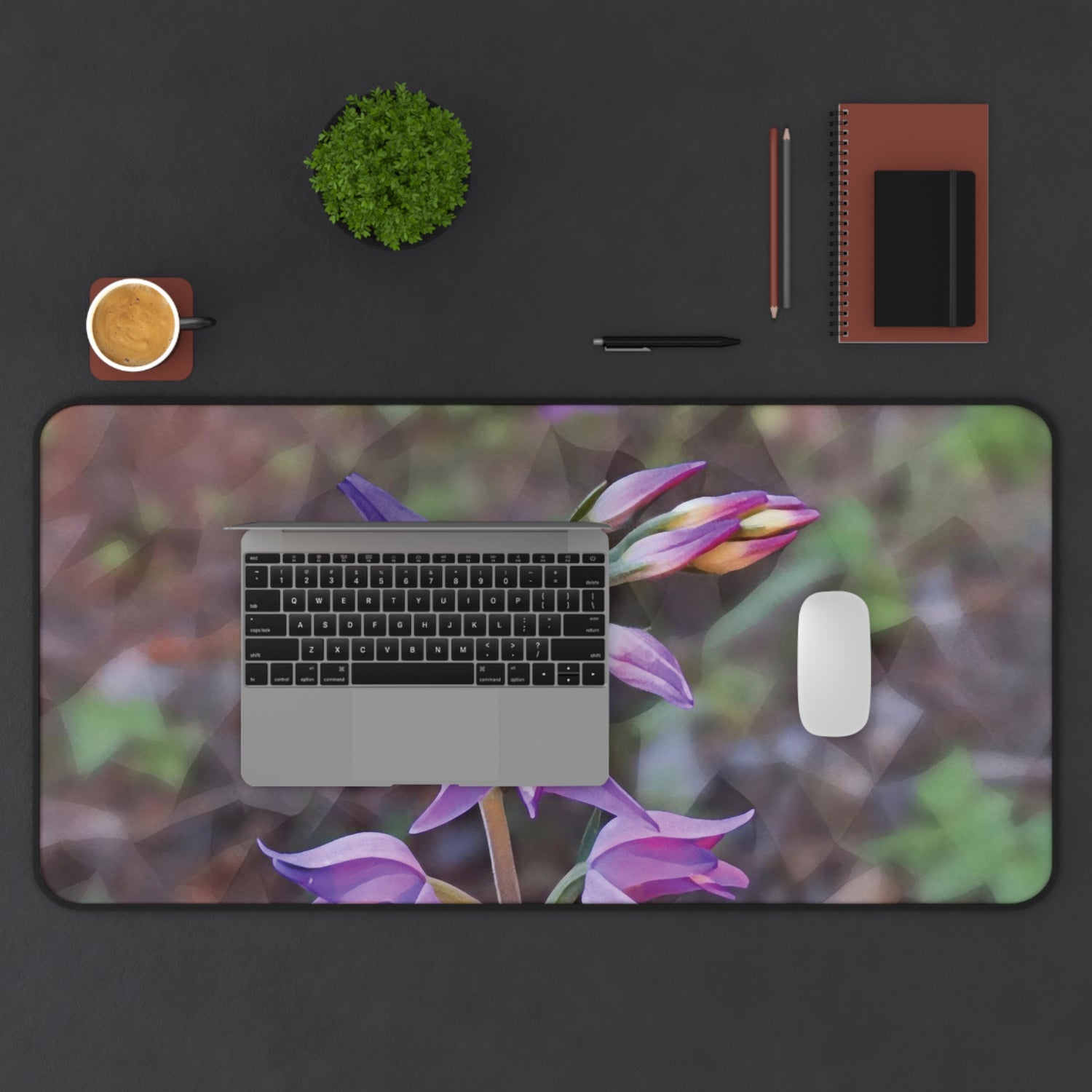 Desk Mat - Poly Art - Flower of Cephalanthera Rubra