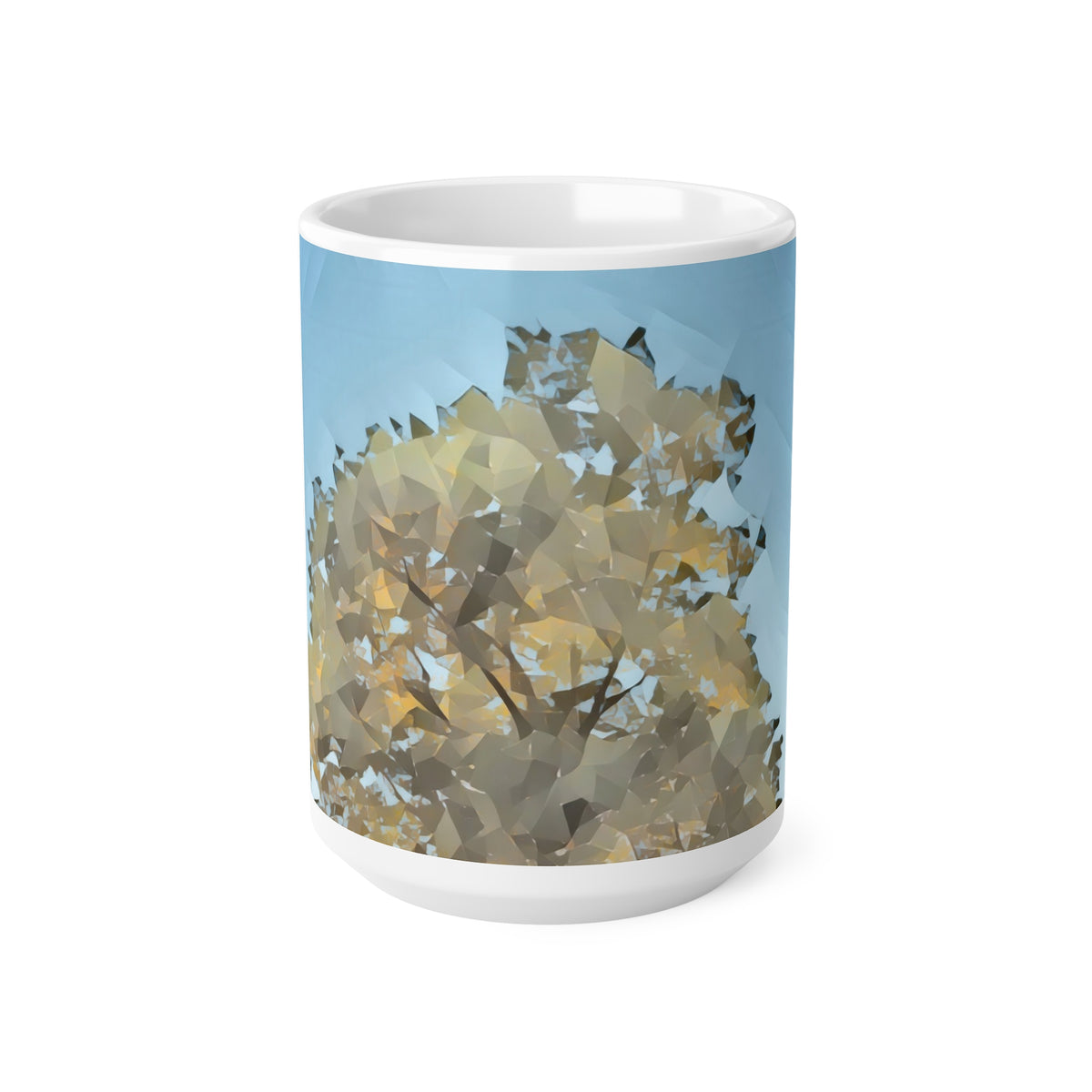 Ceramic White Cup 15oz - Poly Art - Tree Crown (Variant 1)
