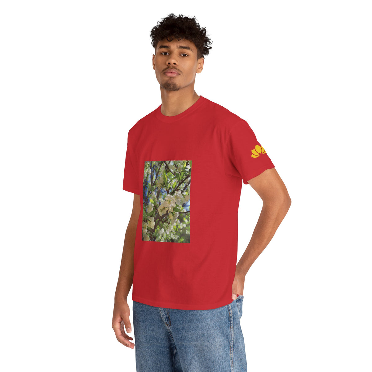 Unisex Heavy Cotton Tee - Poly Art - Apple's Tree Flower (Variant 1)