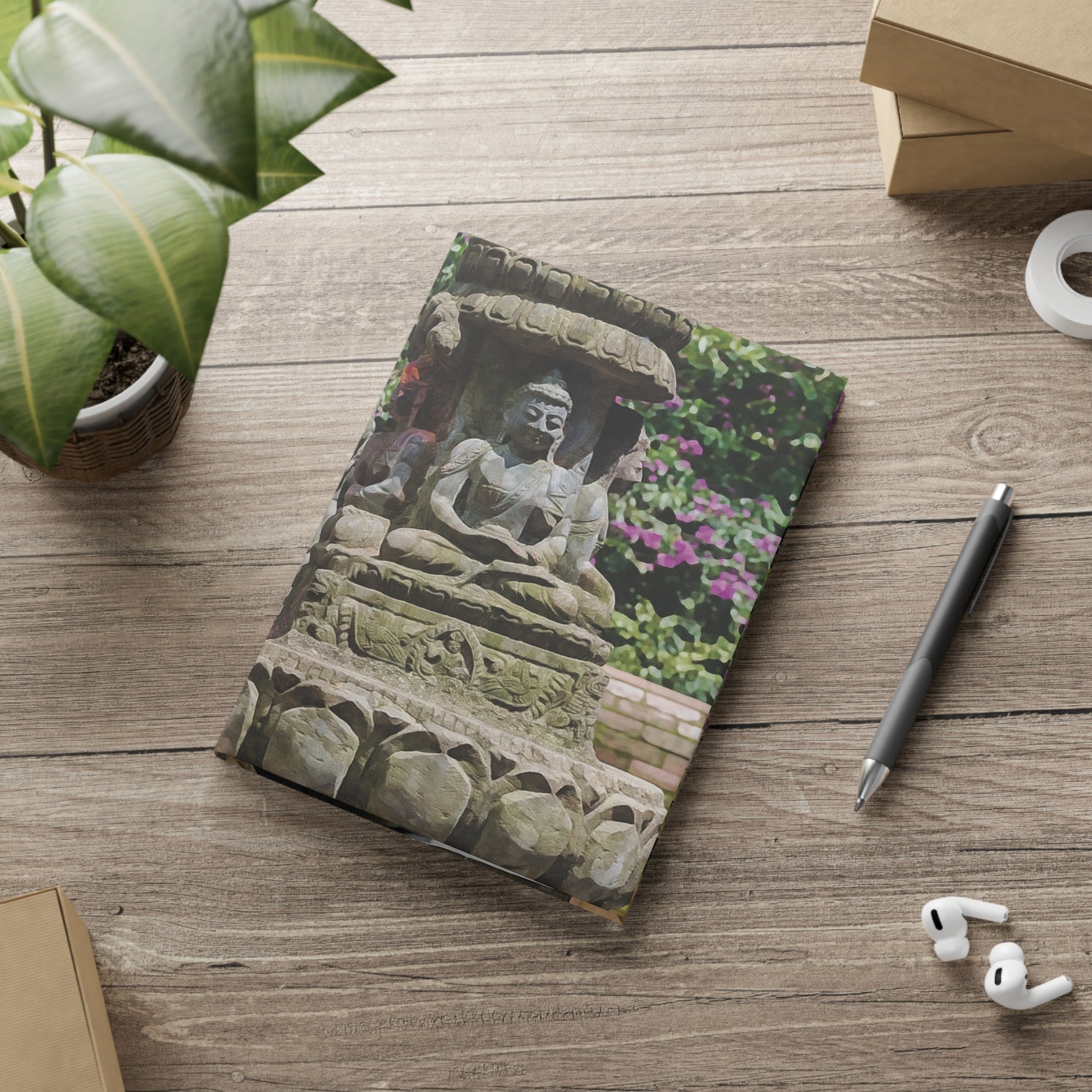 Hardcover Notebook with Puffy Covers - Nepal, Bodhisattvas Stone Sculptures