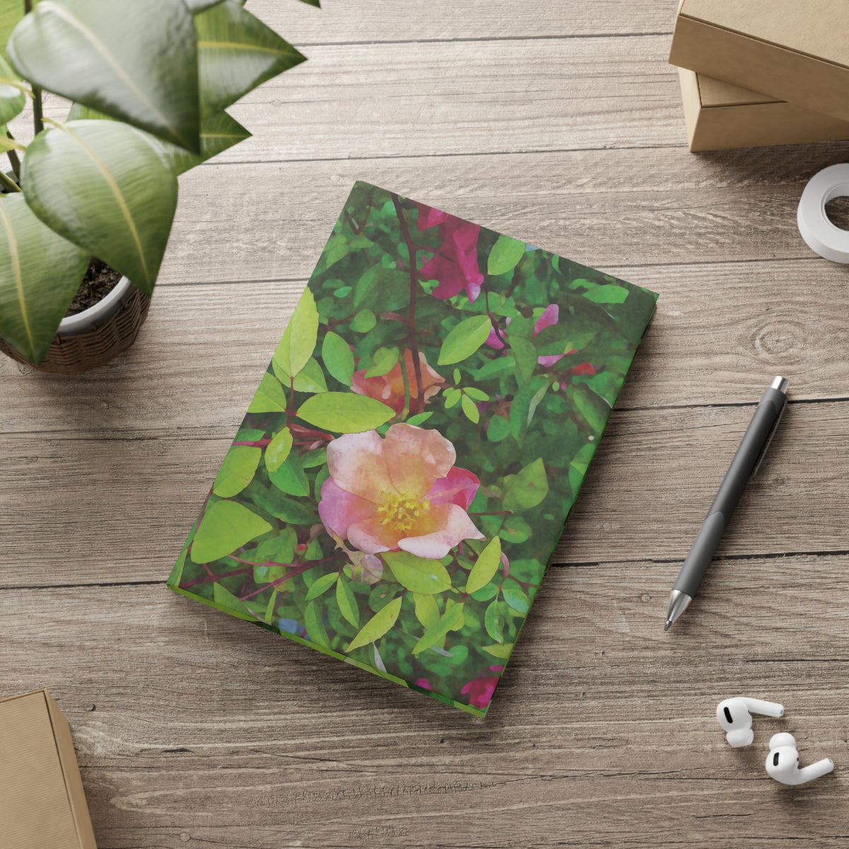 Hardcover Notebook with Puffy Covers - Flower of Rose