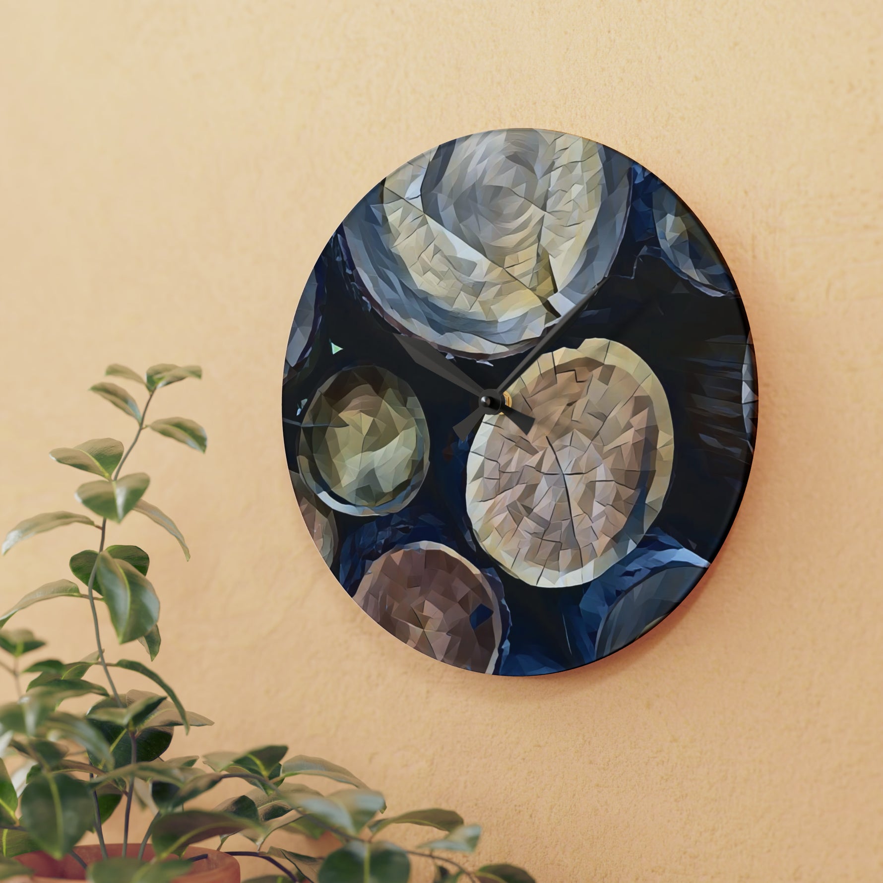 Acrylic Wall Clock - Poly Art - Wooden Trunks (Variant 3)