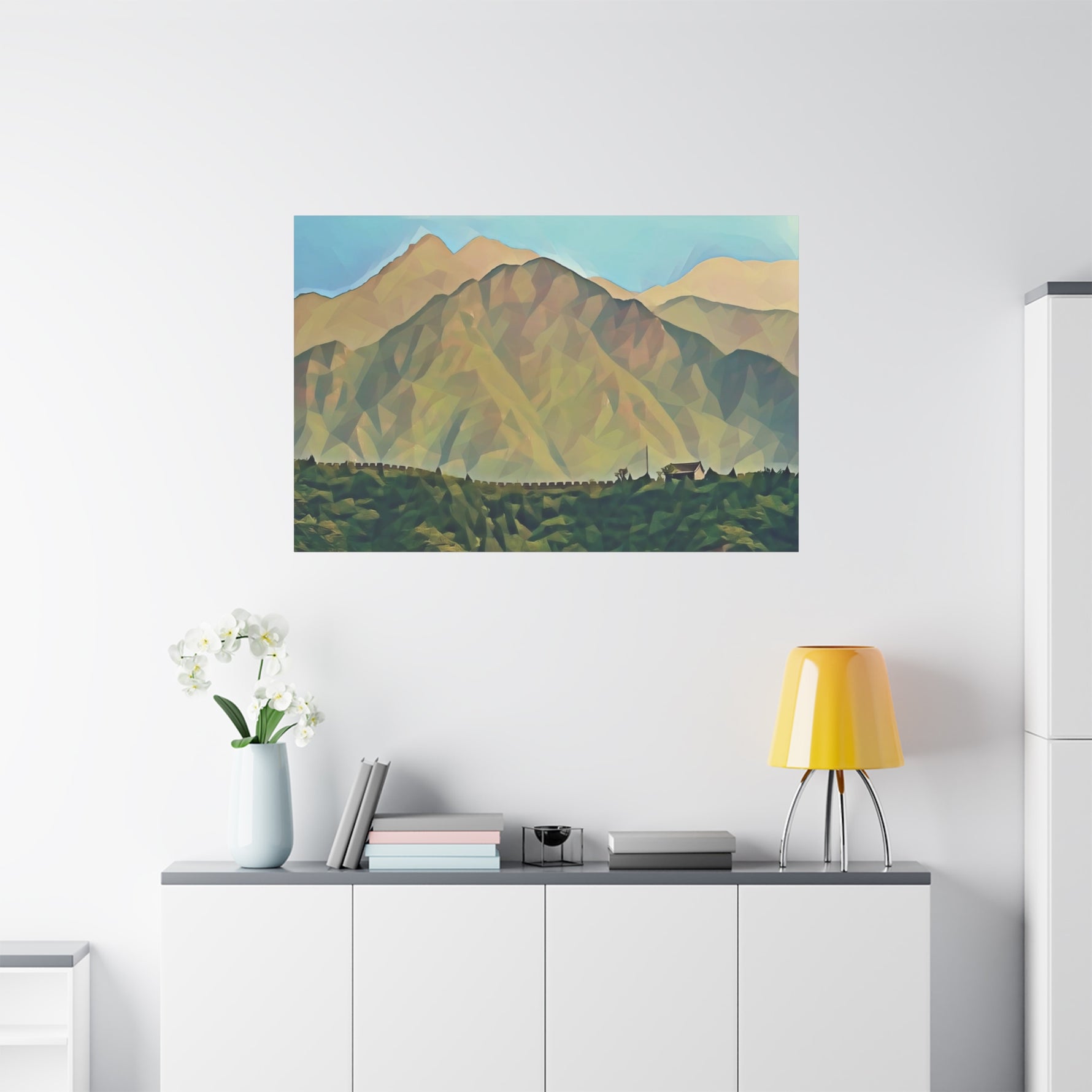 Stretched Matte Canvas - Poly Art - China's Great Wall (Variant 2)