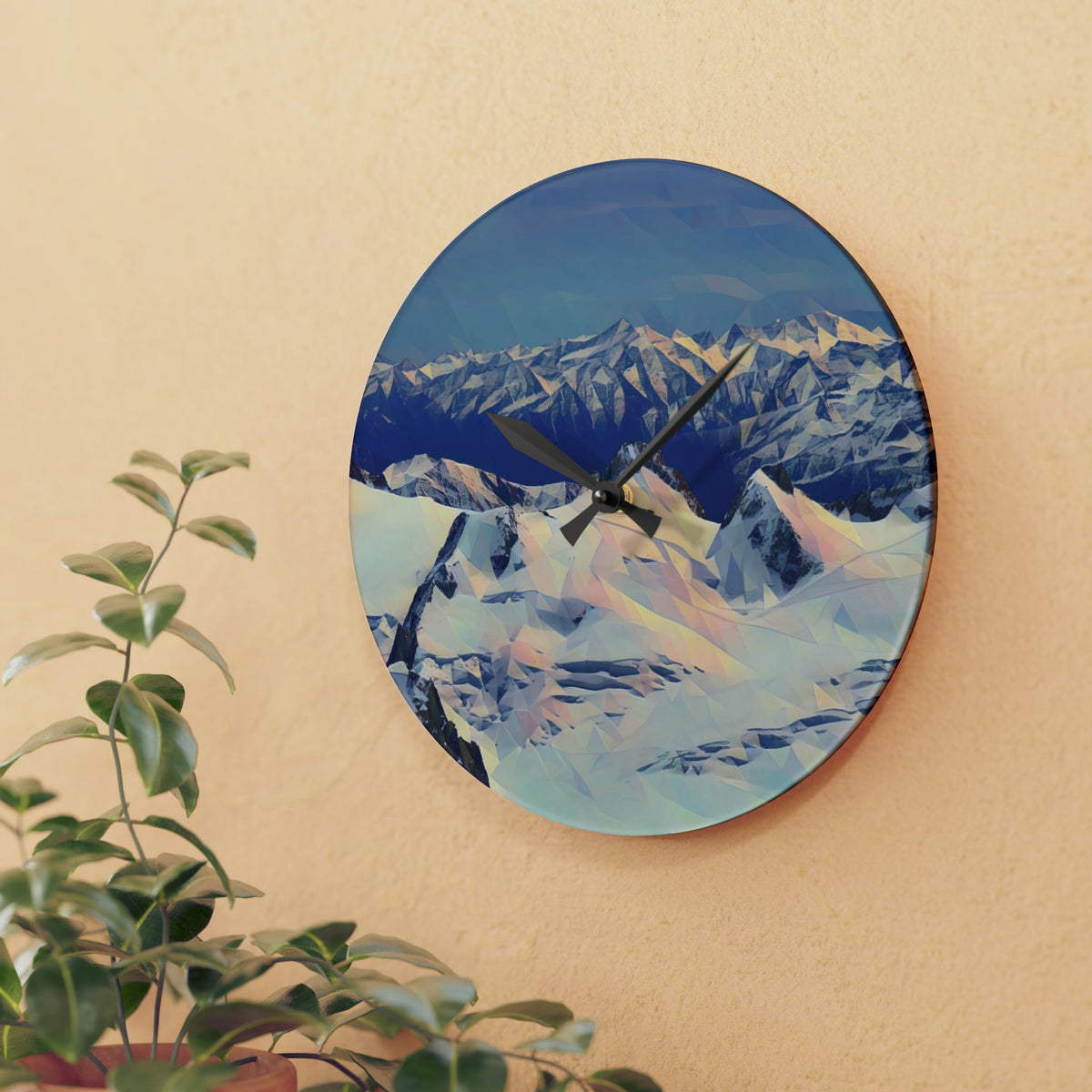 Acrylic Wall Clock - Poly Art - View from Mont Blanc