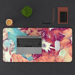 Desk Mat - Poly Art - Flowers, light blue and red colors (Variant 2)