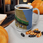 Ceramic White Cup 15oz - Nepal, Stupa with Buddha's Eyes (Variant 3)