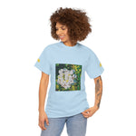 Unisex Heavy Cotton Tee - Poly Art - Flower, White