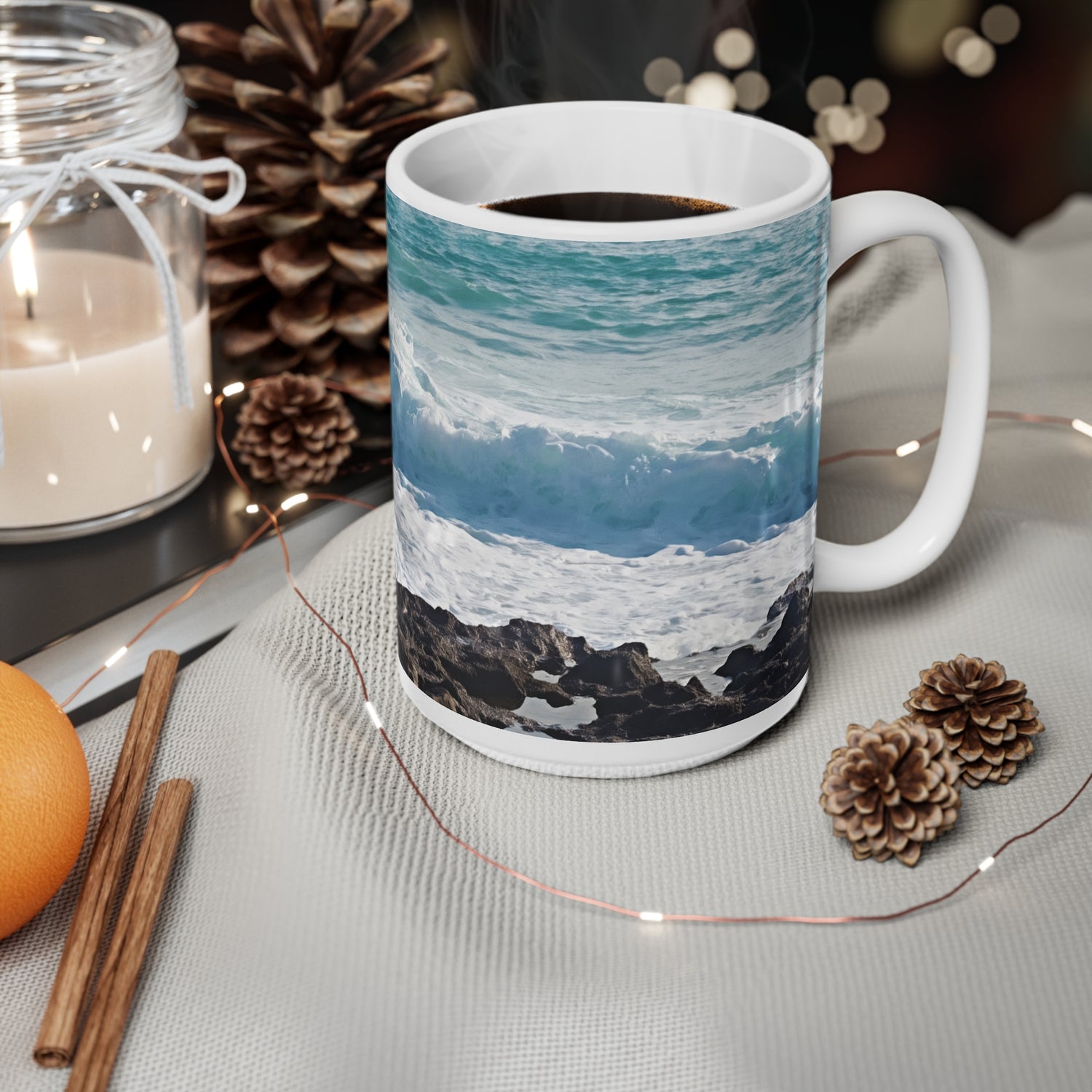 Ceramic White Cup 15oz - Sea (Variant 07)