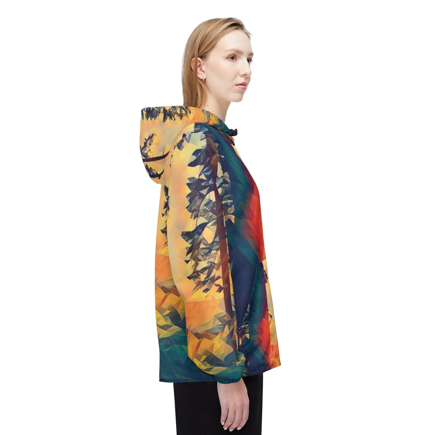 Windbreaker Jacket - Poly Art - Forest Sunset