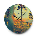Acrylic Wall Clock - Poly Art - Forest Sunset (Variant 1)