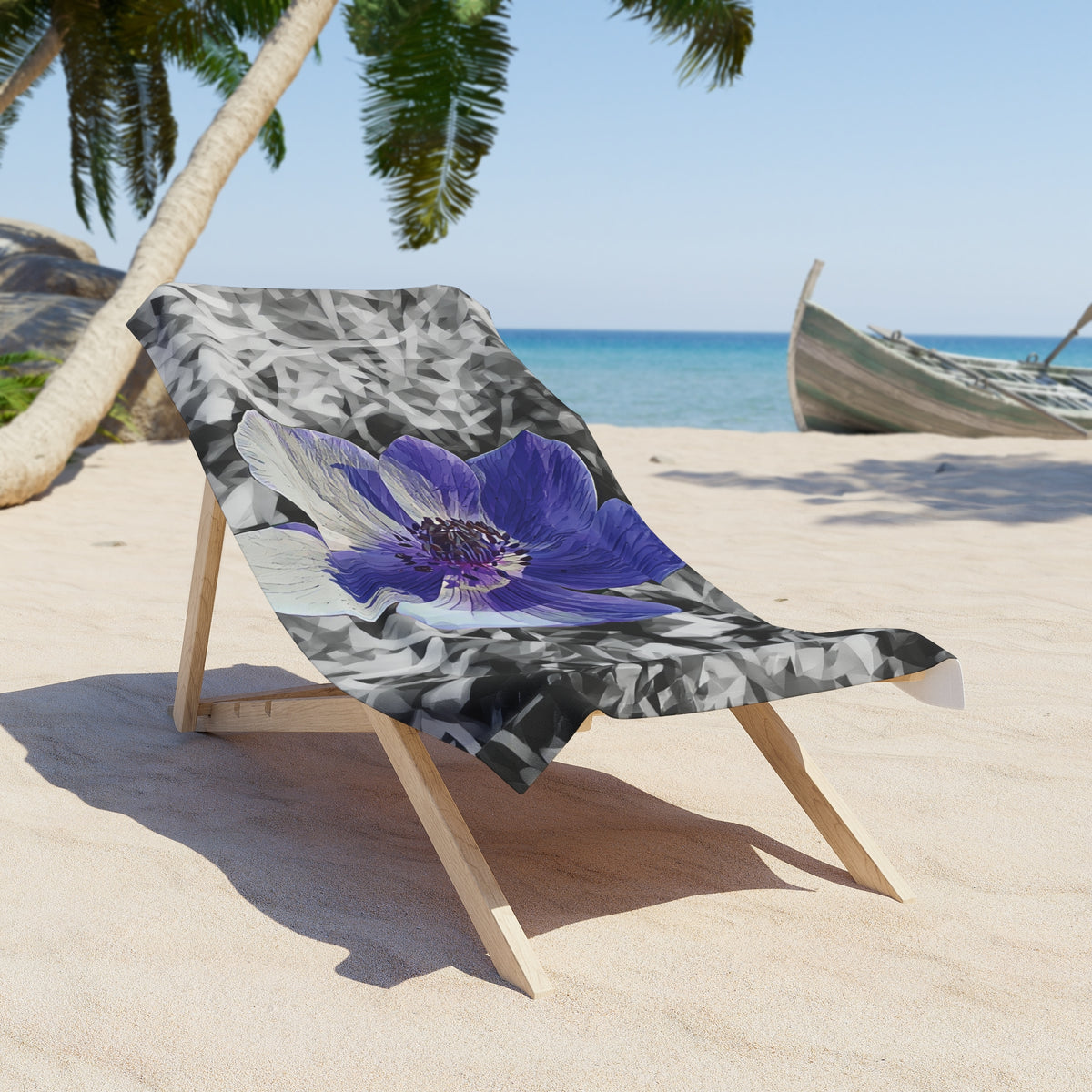 Beach Towel – Poly Art - Flower of Anemone