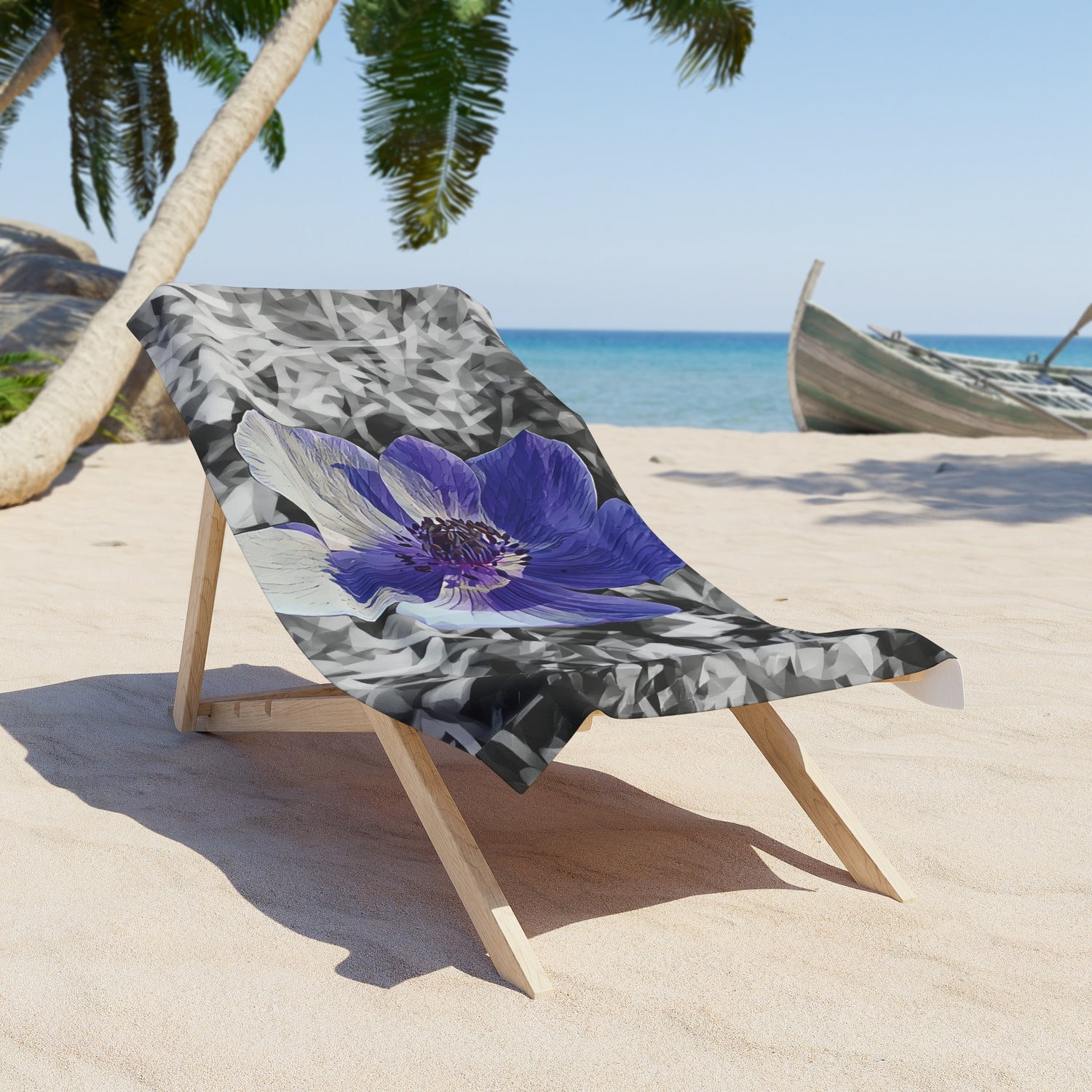 Beach Towel – Poly Art - Flower of Anemone