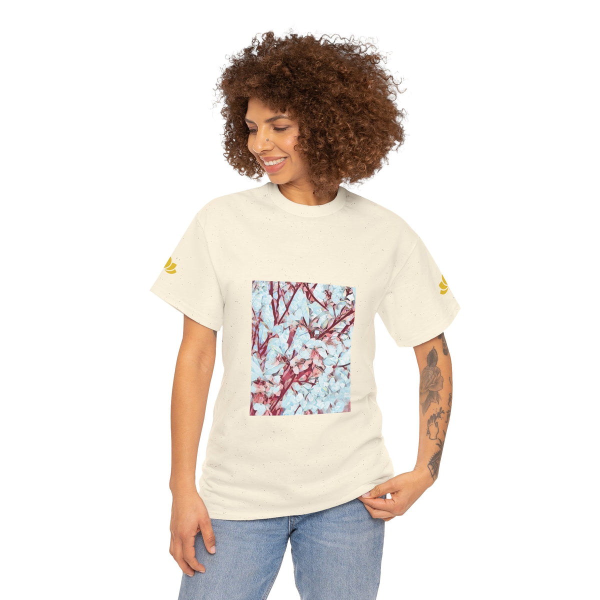Unisex Heavy Cotton Tee - Poly Art - Apple's Tree Flower (Variant 4)