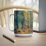 Ceramic White Cup 15oz - Poly Art - Forest, a Path (Variant 2)