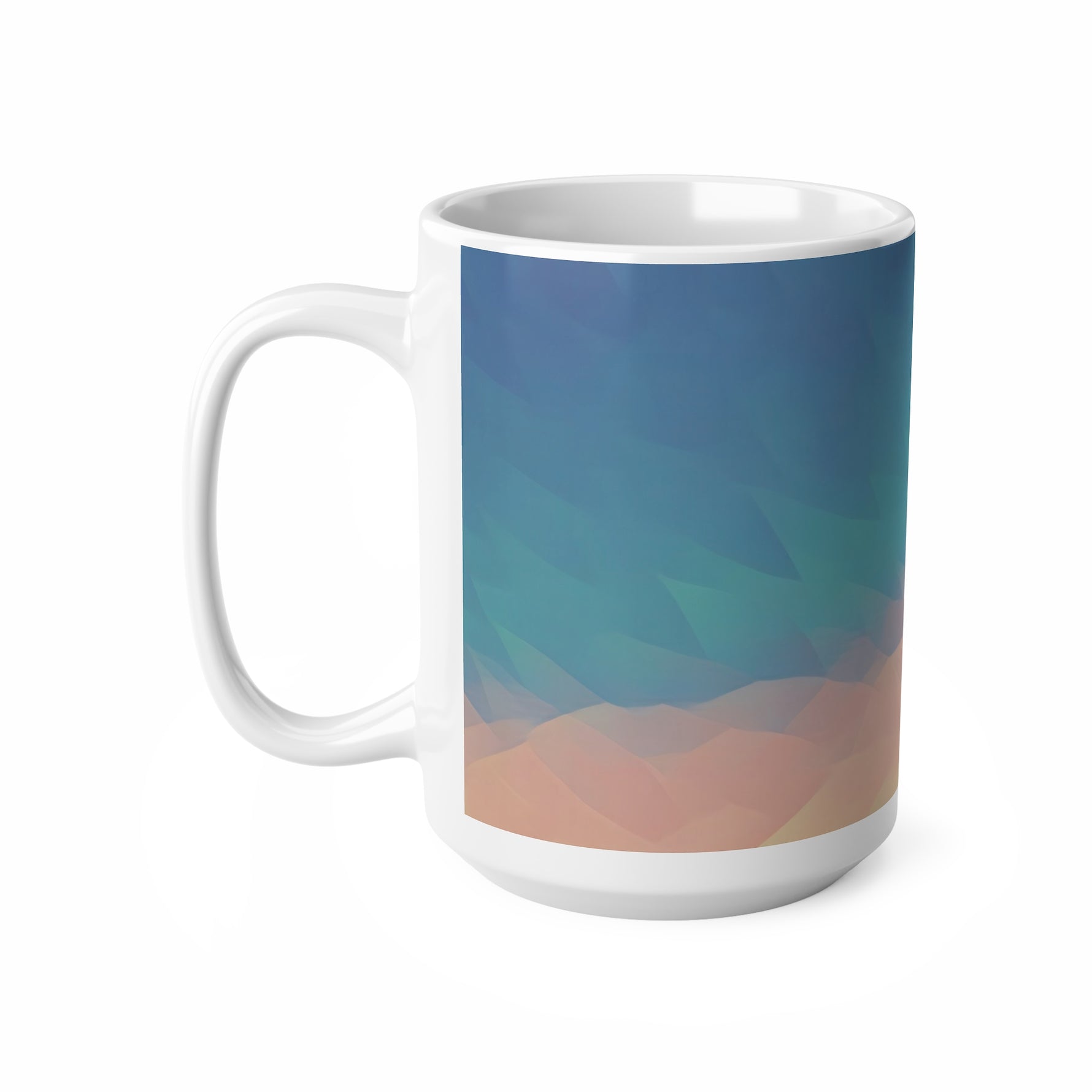 Ceramic White Cup 15oz - Poly Art - Sunset Sky (Variant 1)