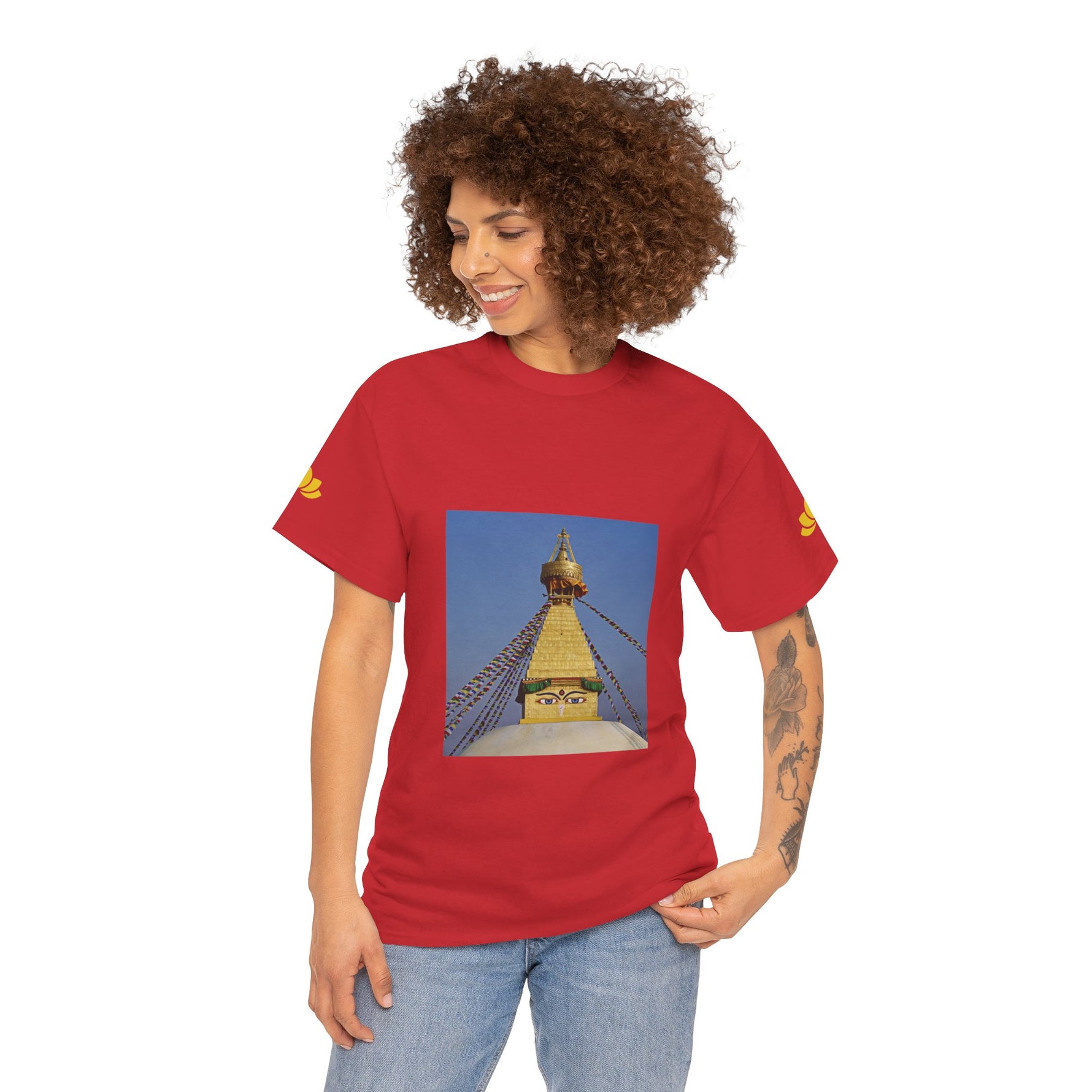 Unisex Heavy Cotton Tee - Nepal, Buddha's Eyes (Variant 3)