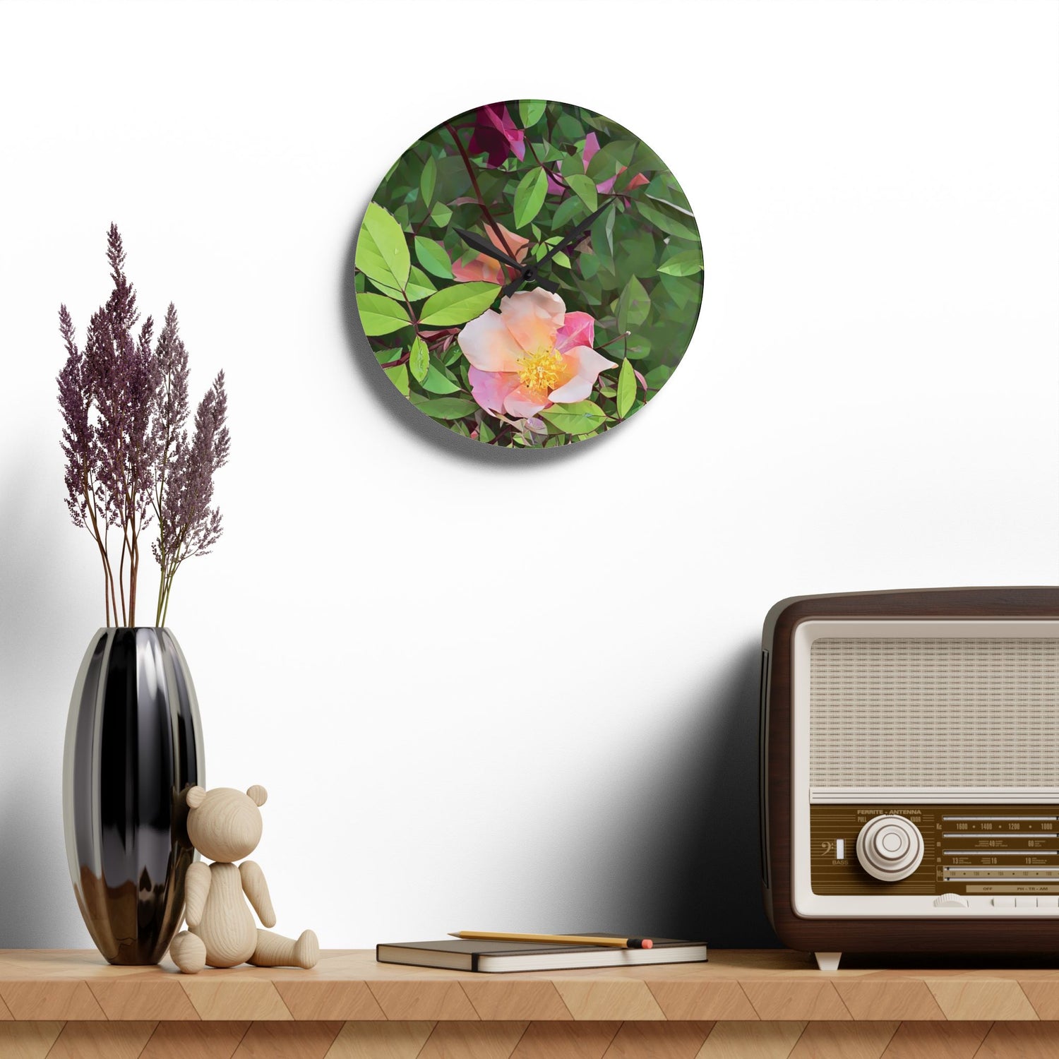 Acrylic Wall Clock - Poly Art - Flower of Rose (Variant 1)