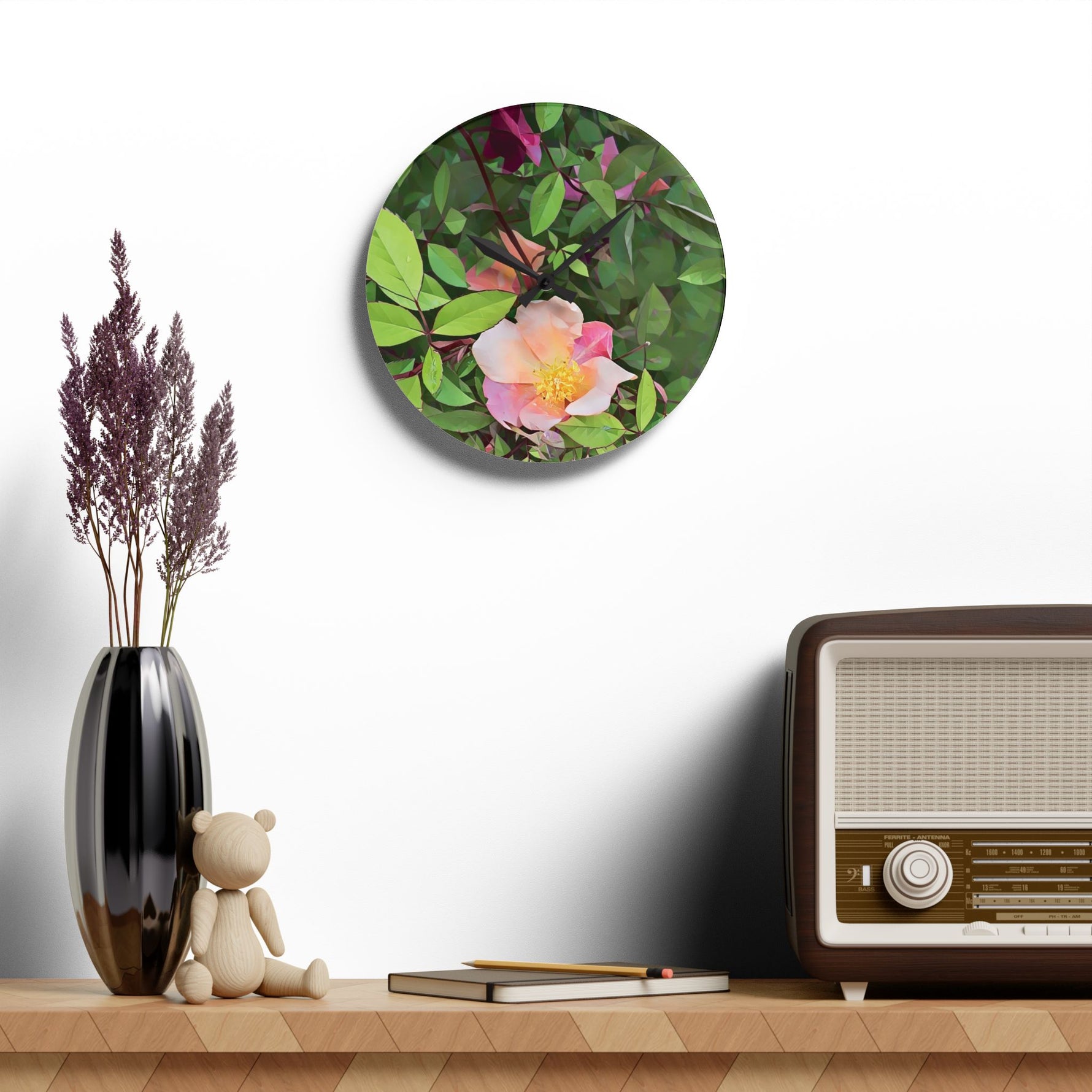 Acrylic Wall Clock - Poly Art - Flower of Rose (Variant 1)