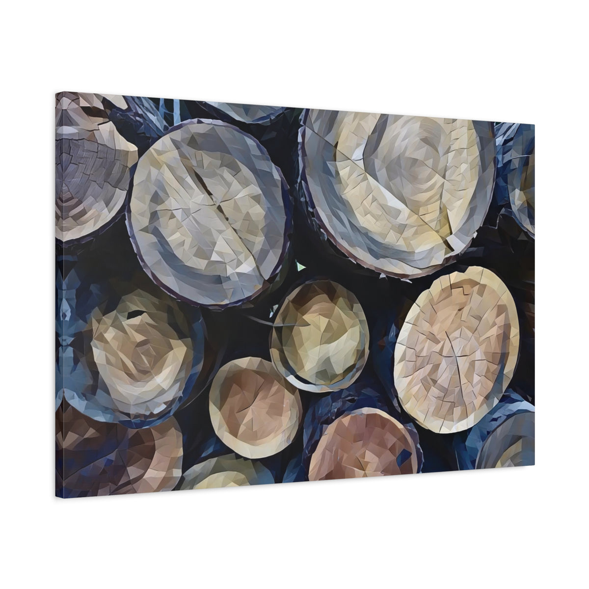 Stretched Matte Canvas - Poly Art - Wooden Trunks (Variant 1)