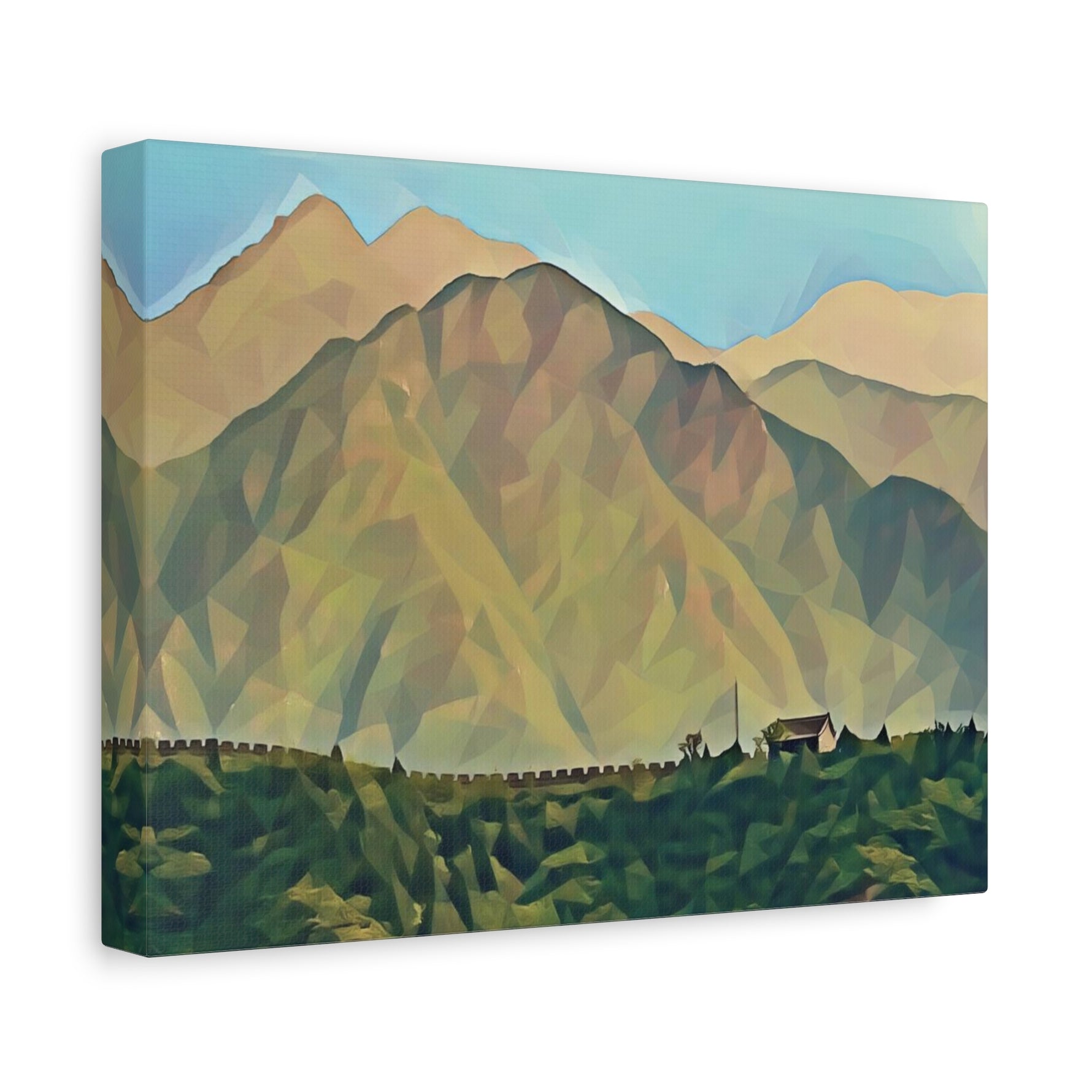 Stretched Matte Canvas - Poly Art - China's Great Wall (Variant 2)