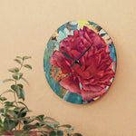Acrylic Wall Clock - Poly Art - Flower of Dahlia in Red (Variant 1)