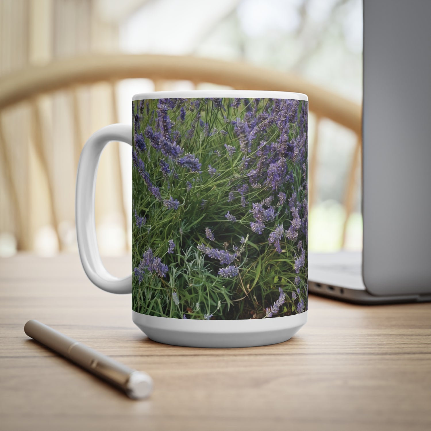 Ceramic White Cup 15oz - Flower of Lavender (Variant 1)