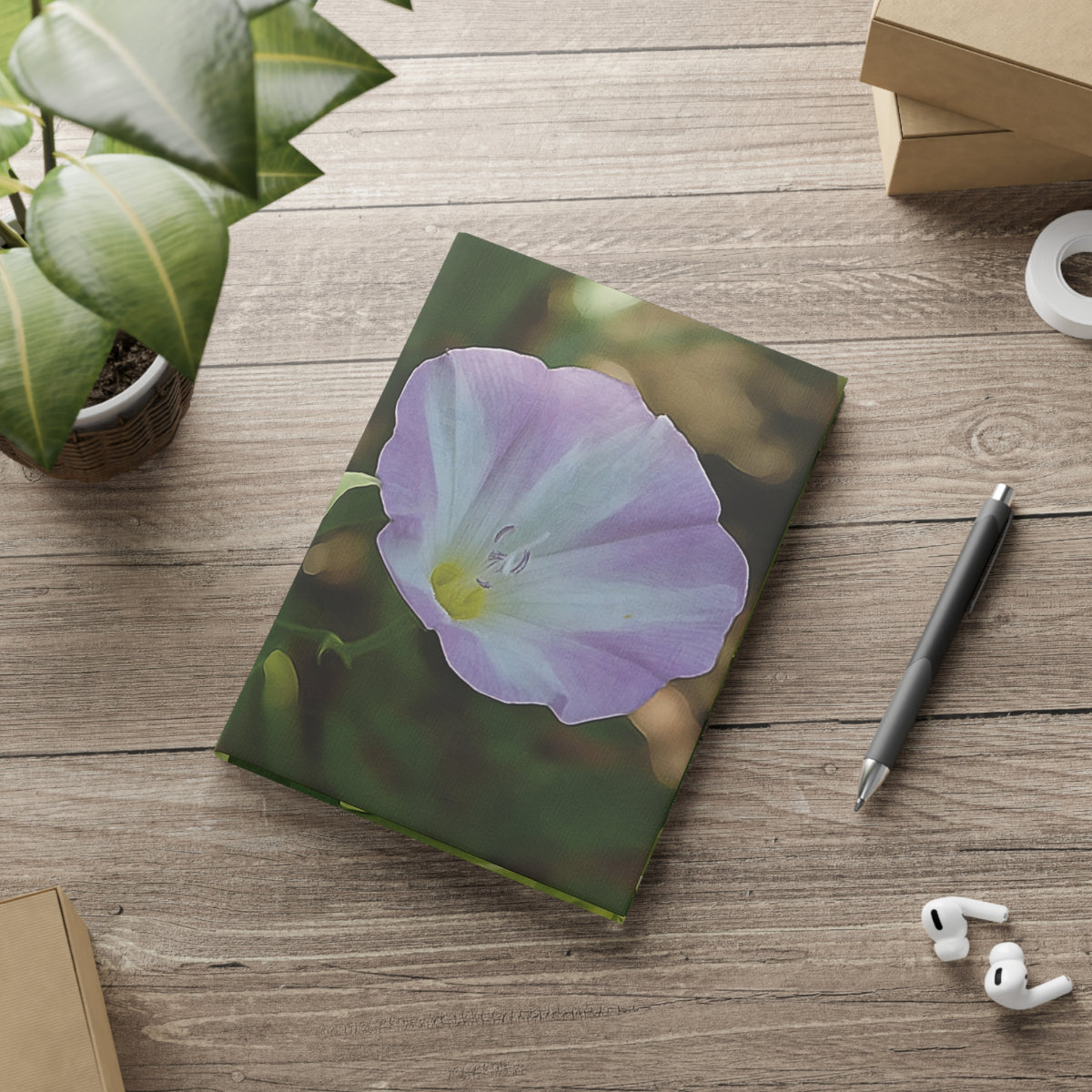 Hardcover Notebook with Puffy Covers - Flower of Convolvulus Arvensis/Vilucchio