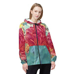 Windbreaker Jacket - Poly Art - Flower of Dahlia in Red (Variant 1)