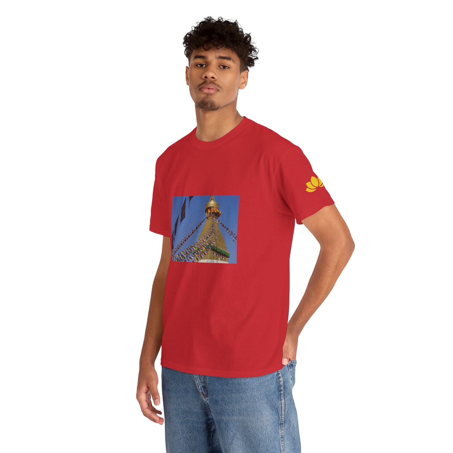 Unisex Heavy Cotton Tee - Nepal, Buddha's Eyes (Variant 2)