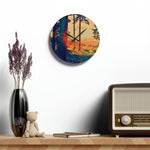 Acrylic Wall Clock - Poly Art - Forest Sunset (Variant 3)