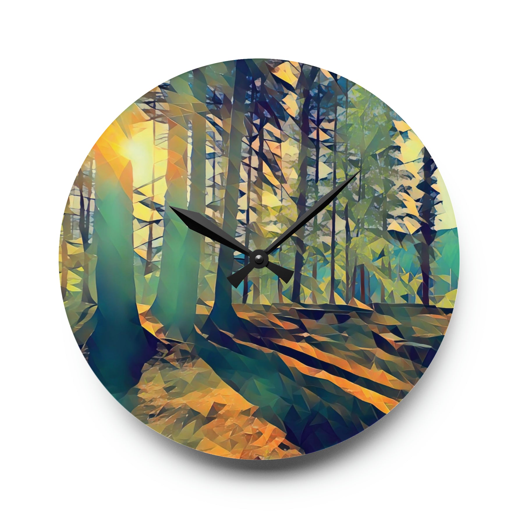 Acrylic Wall Clock - Poly Art - Forest (Variant 04)