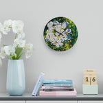 Acrylic Wall Clock - Poly Art - Flower, White