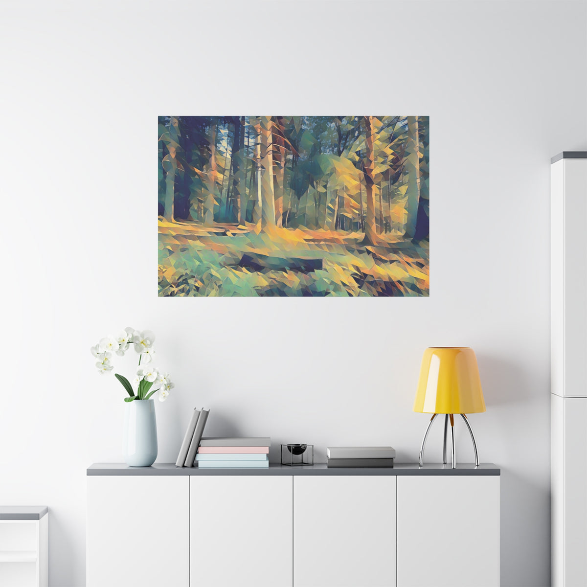 Stretched Matte Canvas - Poly Art - Forest (Variant 15)