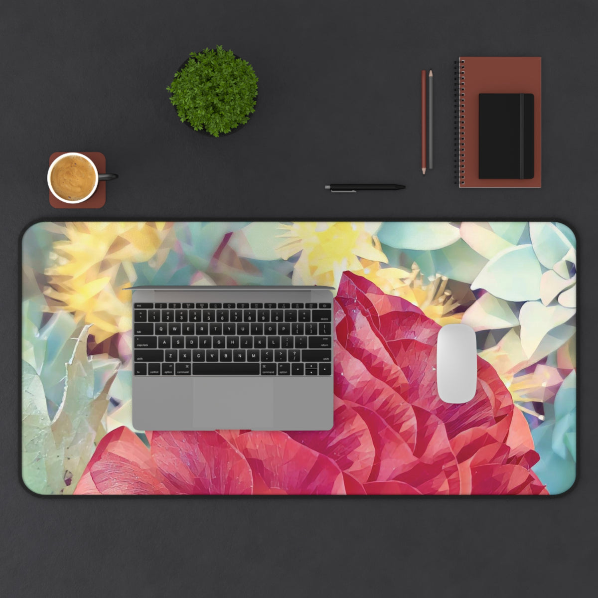 Desk Mat - Poly Art - Flower of Dahlia in red (Variant 1)