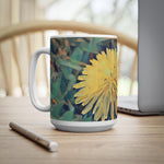Ceramic White Cup 15oz - Poly Art - Flower of Dandelion (Variant 1)