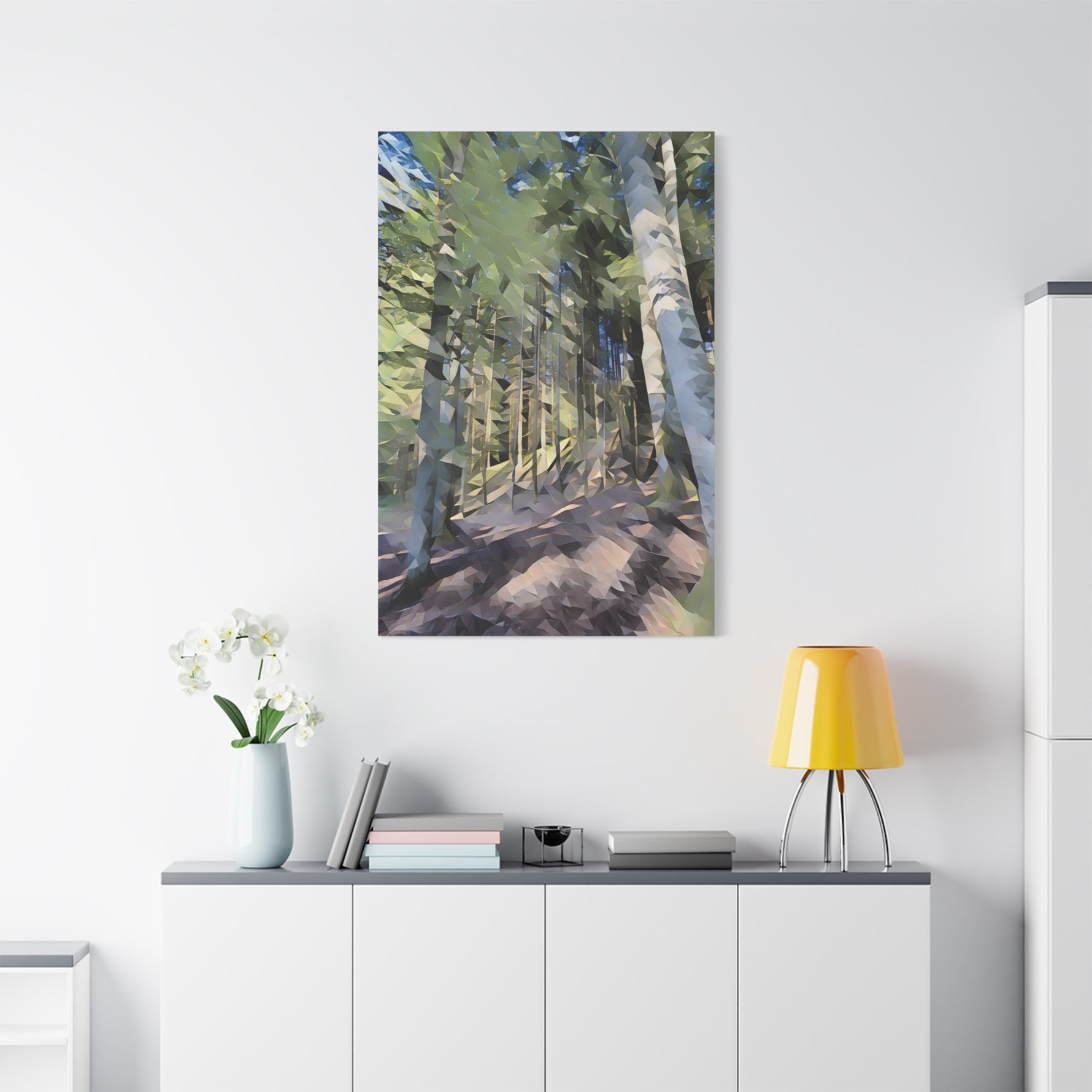 Stretched Matte Canvas - Poly Art - Forest (Variant 03)